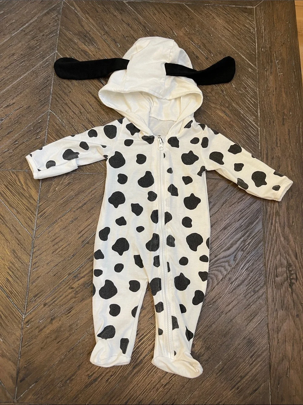 Amazon White and Black Dalmatian Hooded Baby Costume
